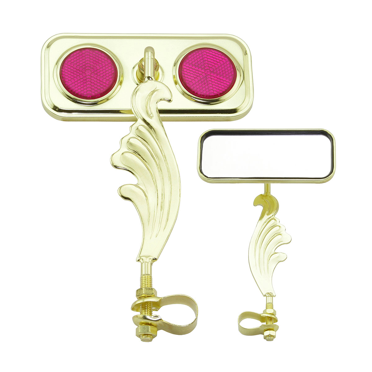 Rectangle Wing Mirror Gold Right Purple Reflectors.