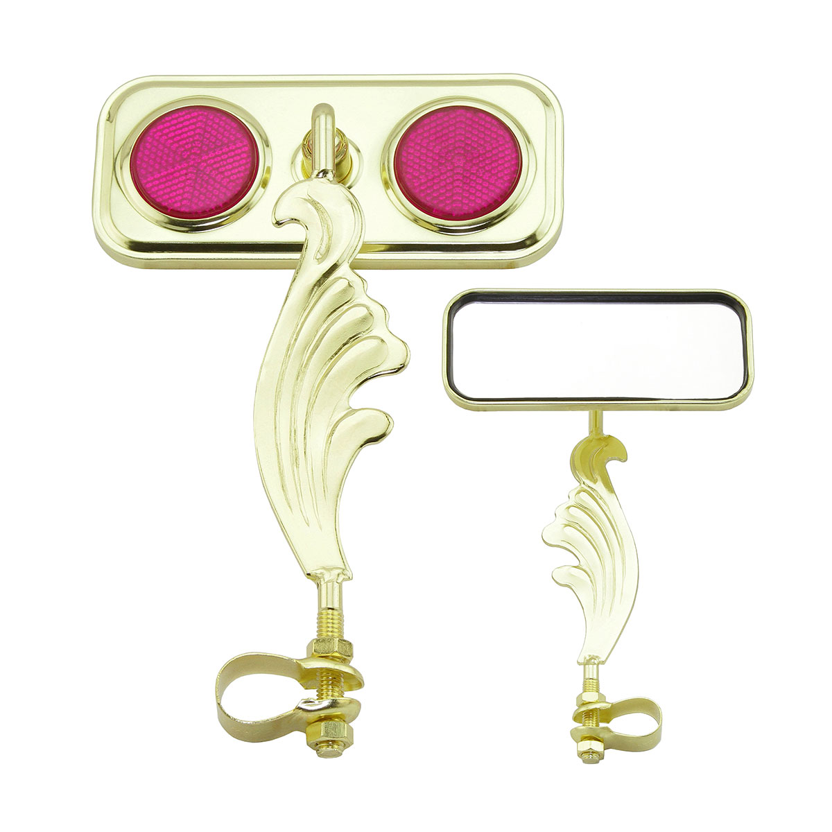 Rectangle Wing Mirror Gold Left Purple Reflectors.