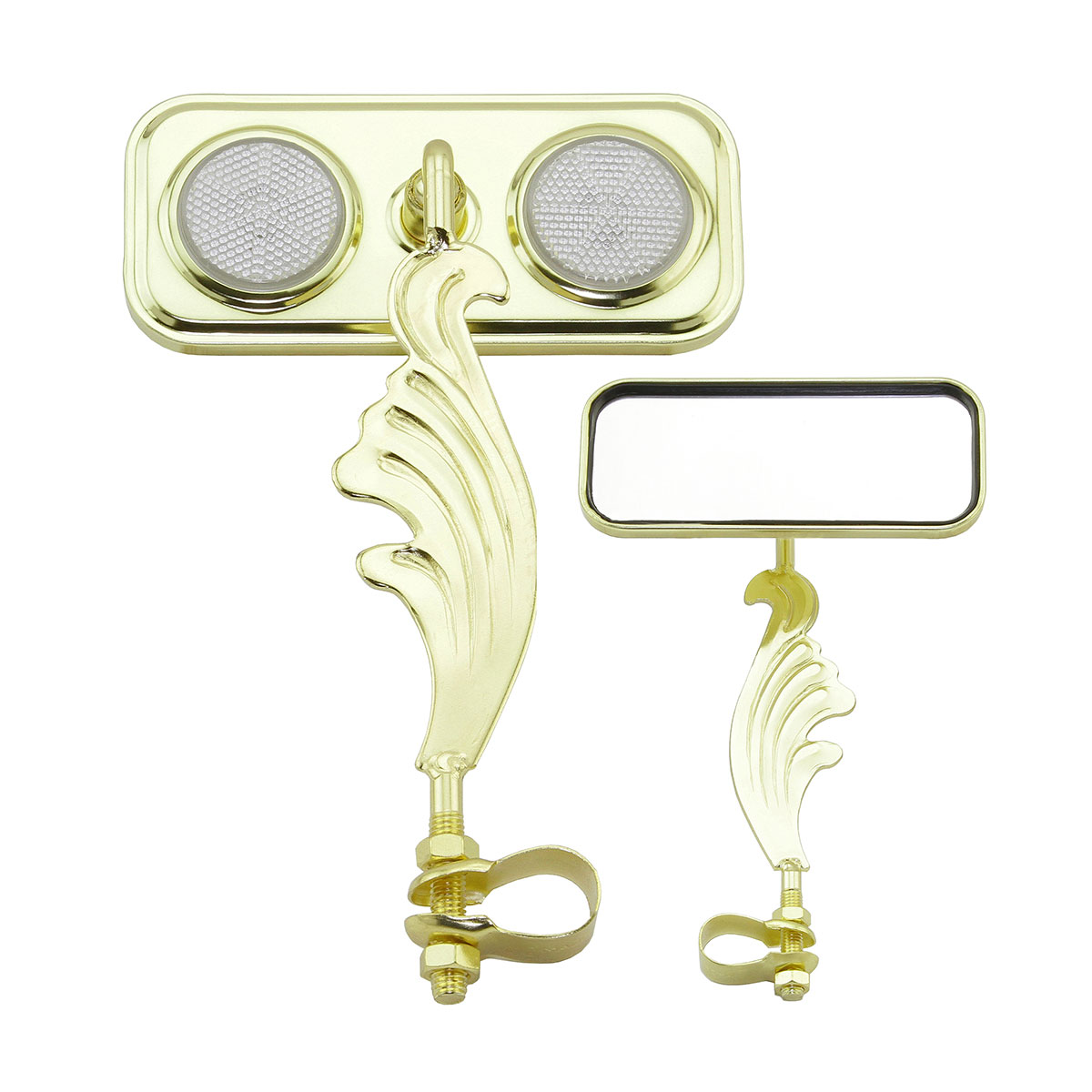 Rectangle Wing Mirror Gold Right Clear Reflectors.