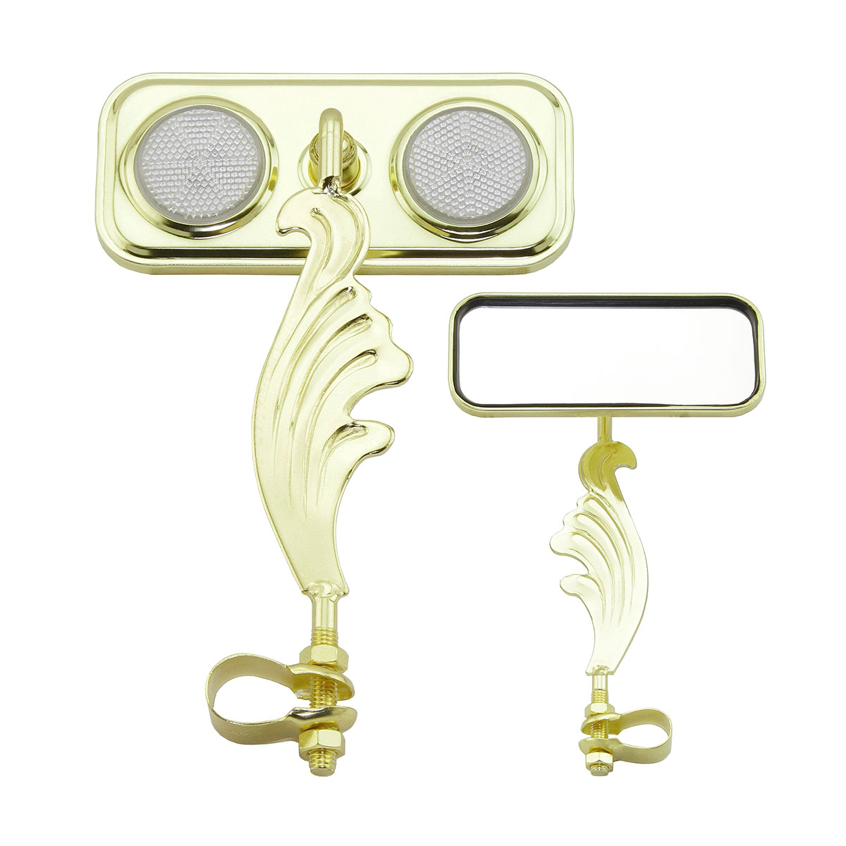Rectangle Wing Mirror Gold Left Clear Reflectors.
