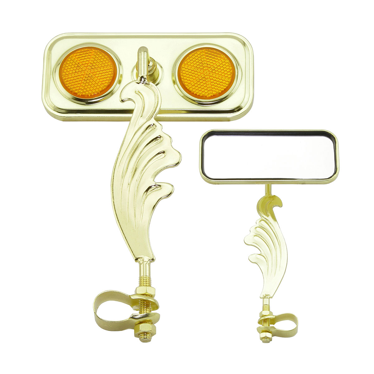 Rectangle Wing Mirror Gold Left Amber Reflectors.