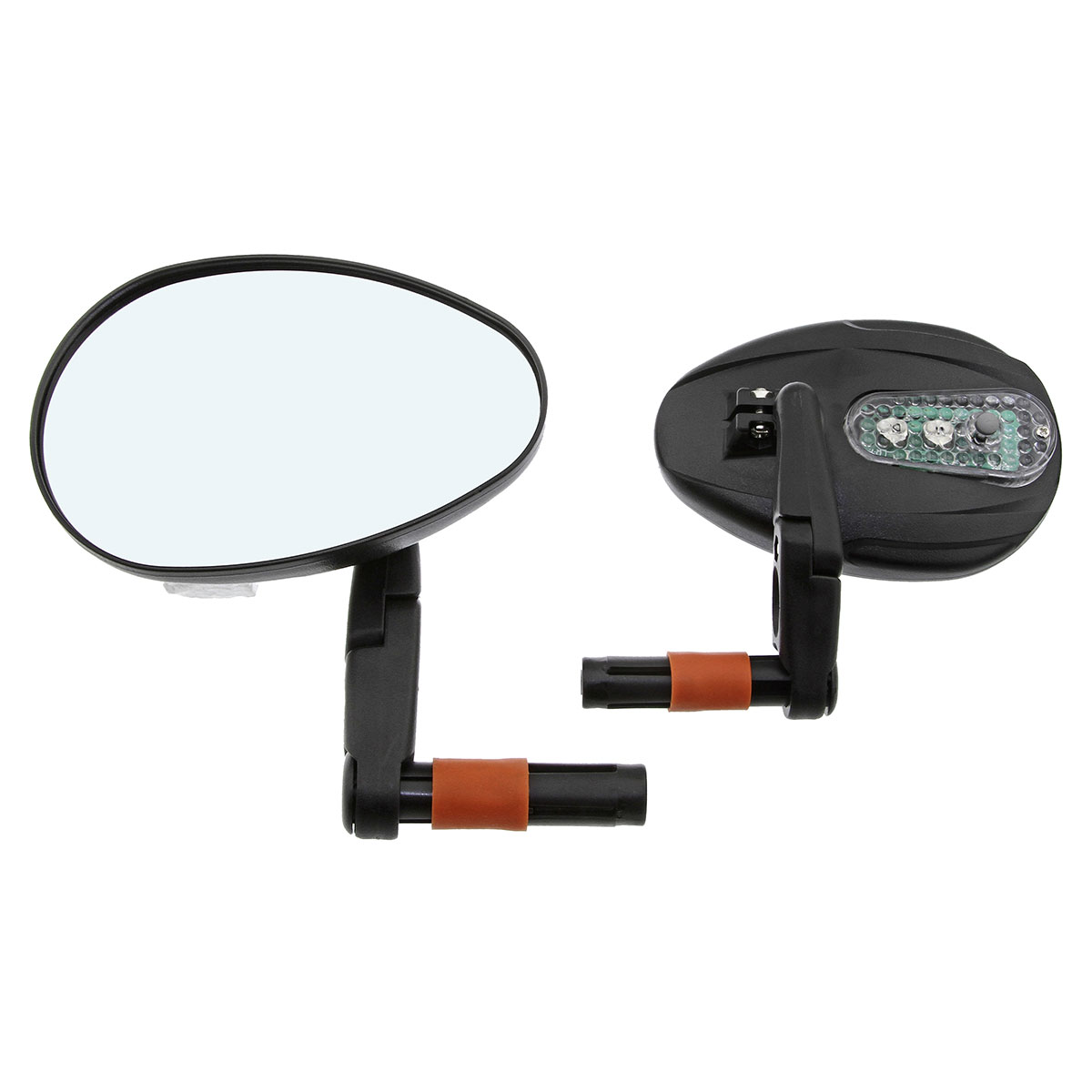 3D Mirror Bar End 2200SSAF W/Led Flashing Light Black.