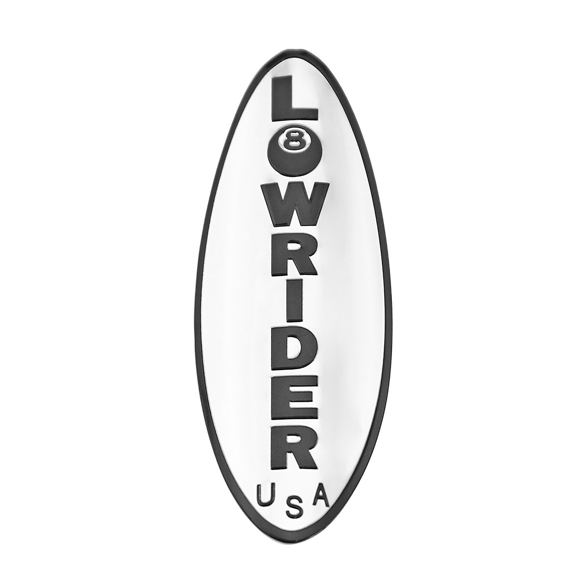 Lowrider USA Name Plate Chrome/Black.
