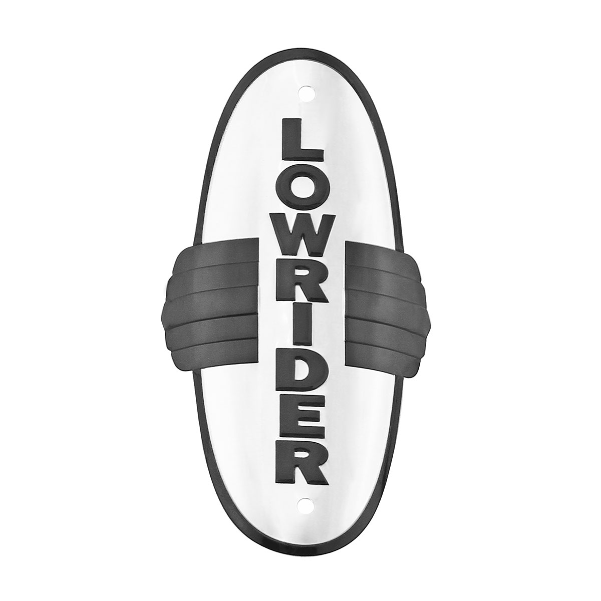 Lowrider Wing Name Plate Chrome Black-Wing.