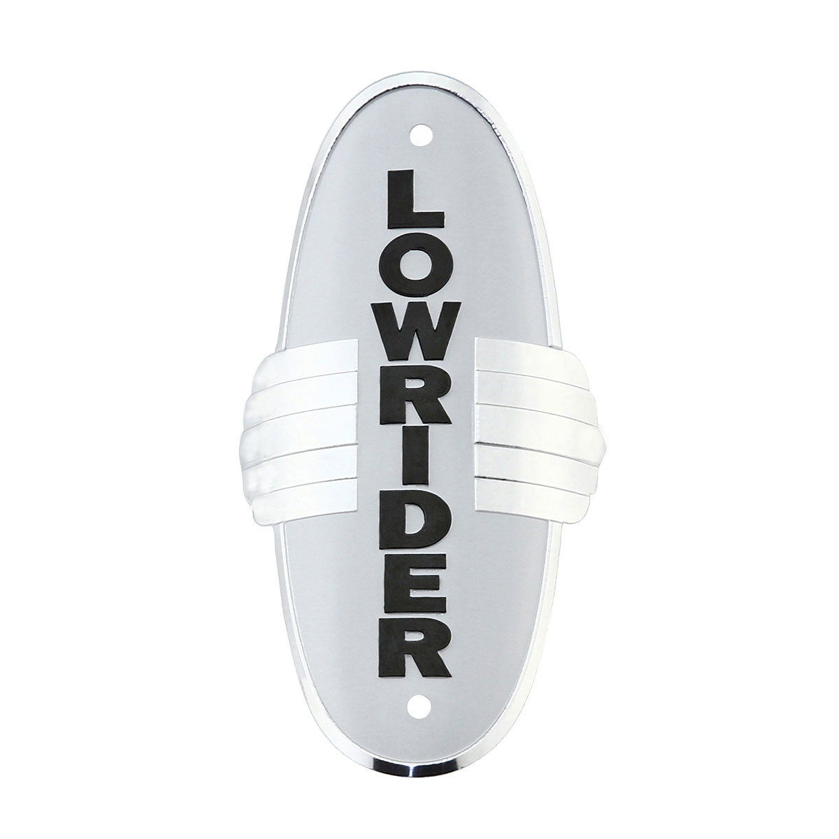 Lowrider Wing Name Plate White Chrome-Wing.