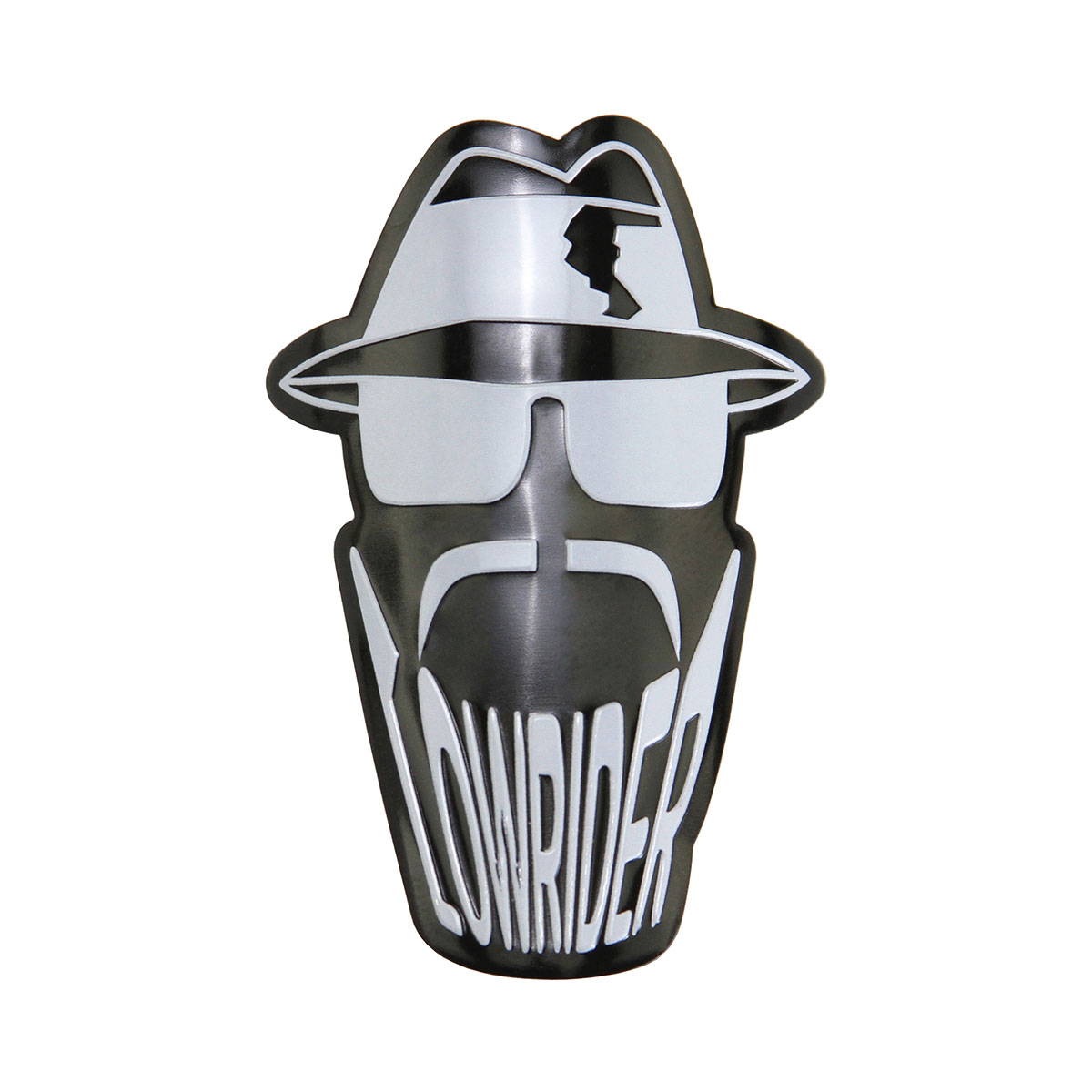 Lowrider Round Silhouette Head Name Plate Black/White.
