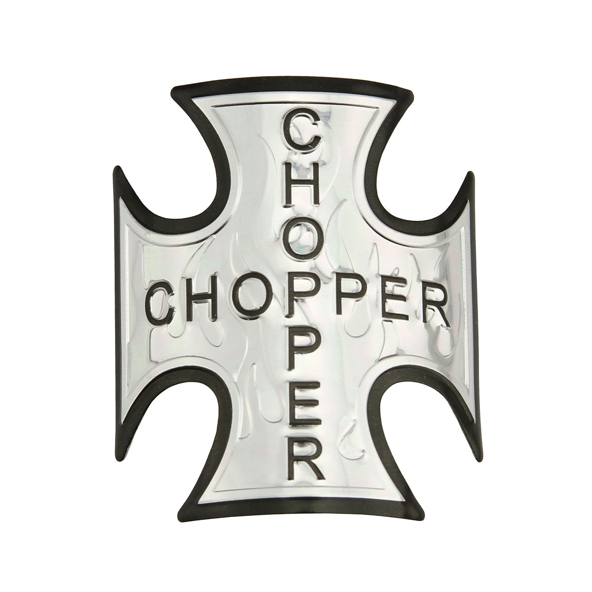 Iron Cross Name Plate Chrome W/Flame.