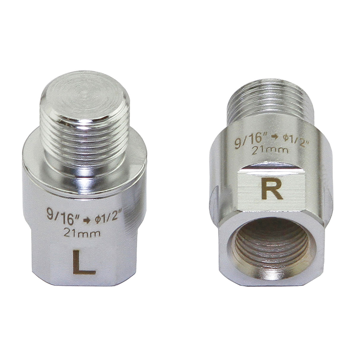 Pedals Extenders 21mm 9/16 to 1/2 Chrome.