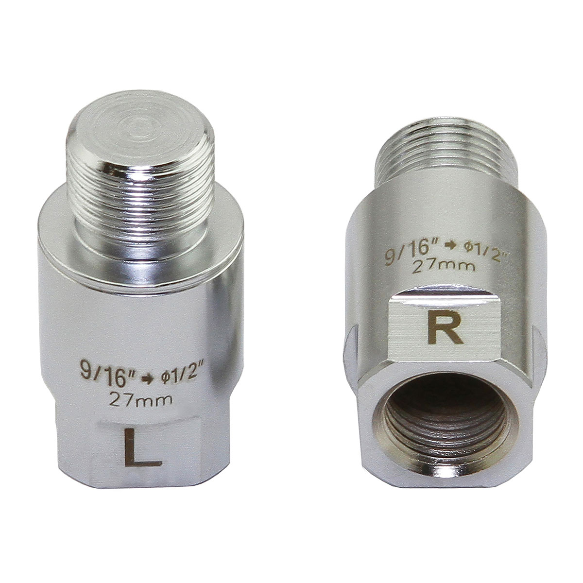 Pedals Extenders 27mm 9/16 to 1/2 Chrome.