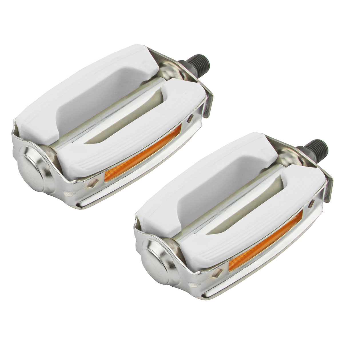 Krate Rubber Pedals 1/2 White/Chrome.