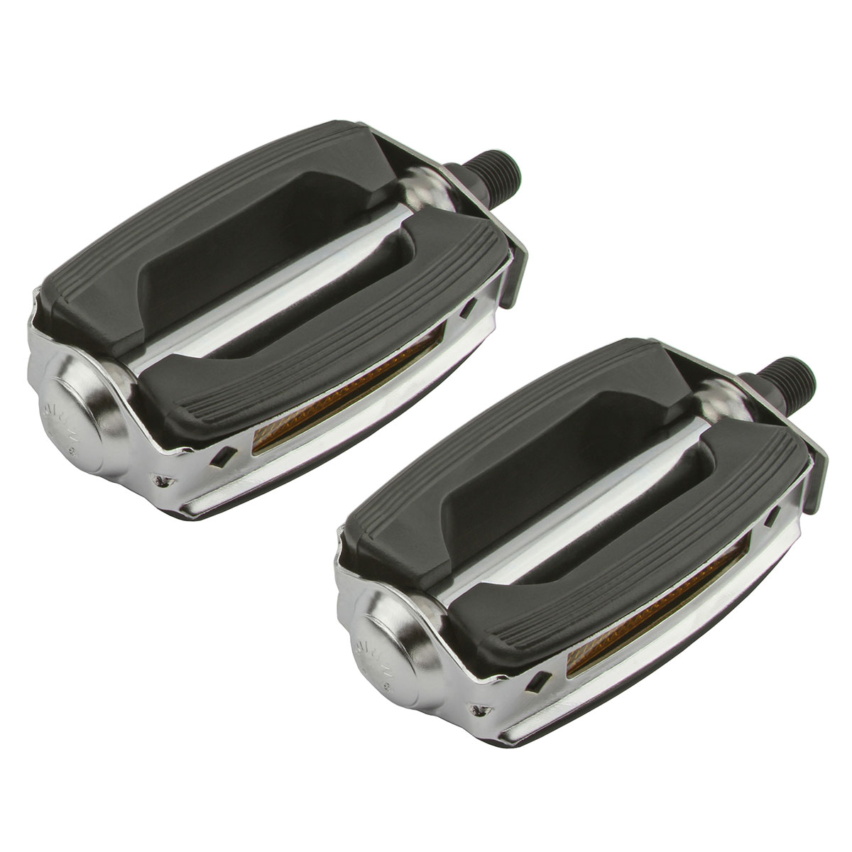 Krate Rubber Pedals 1/2 Black/Chrome.