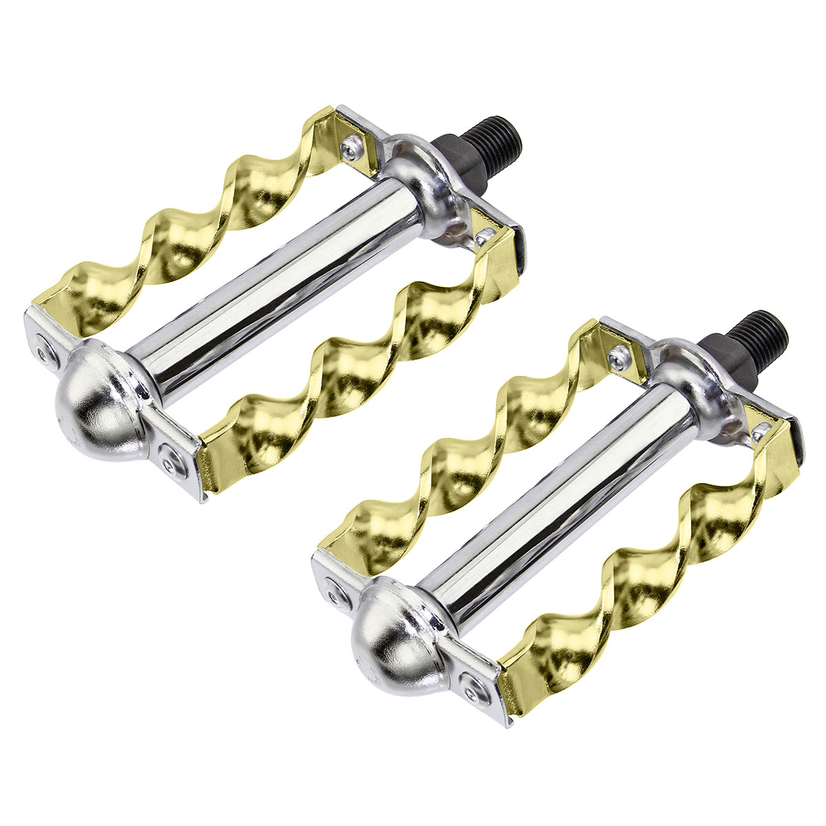 Twisted Flat Pedals 1/2 W/Logo Chrome/Gold.