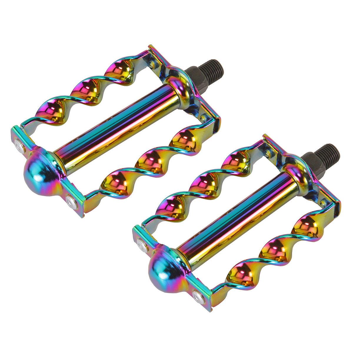 Twisted Flat Pedals 1/2 W/Logo Oil Slick.