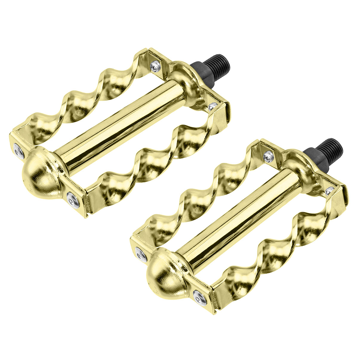 Twisted Flat Pedals 1/2 W/Logo Gold.