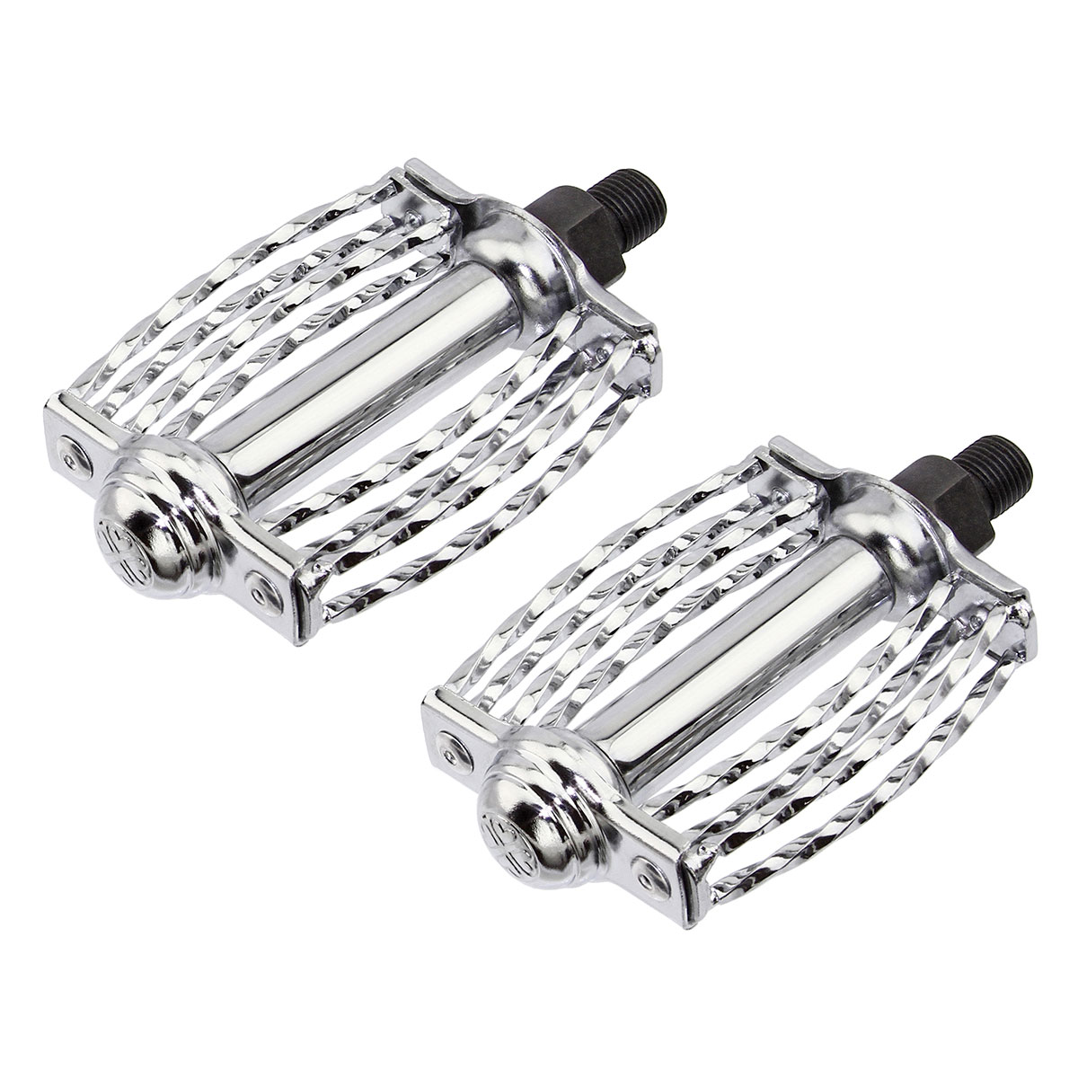 Double Square Round Twisted Pedals 1/2 Chrome.