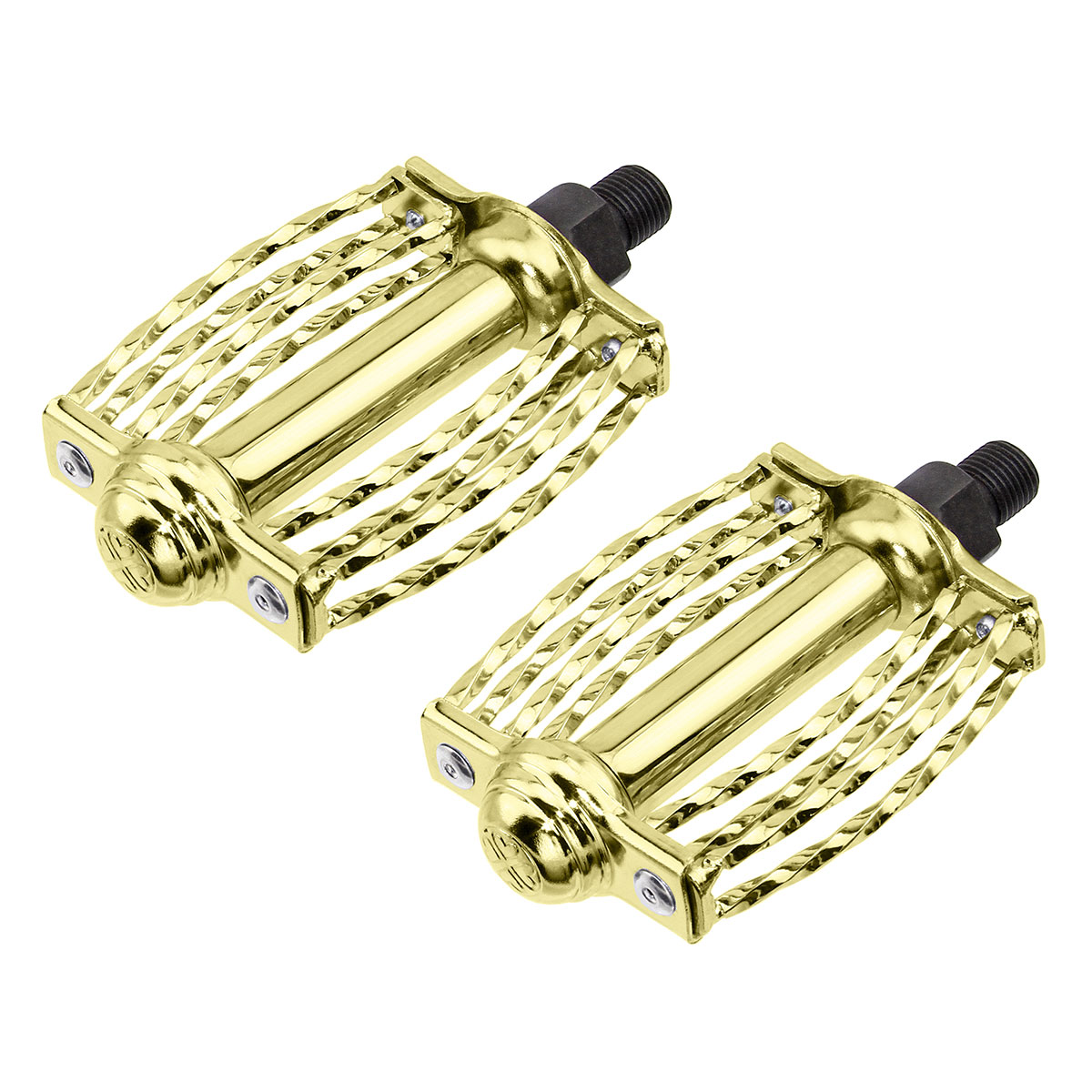 Double Square Round Twisted Pedals1/2 Gold.