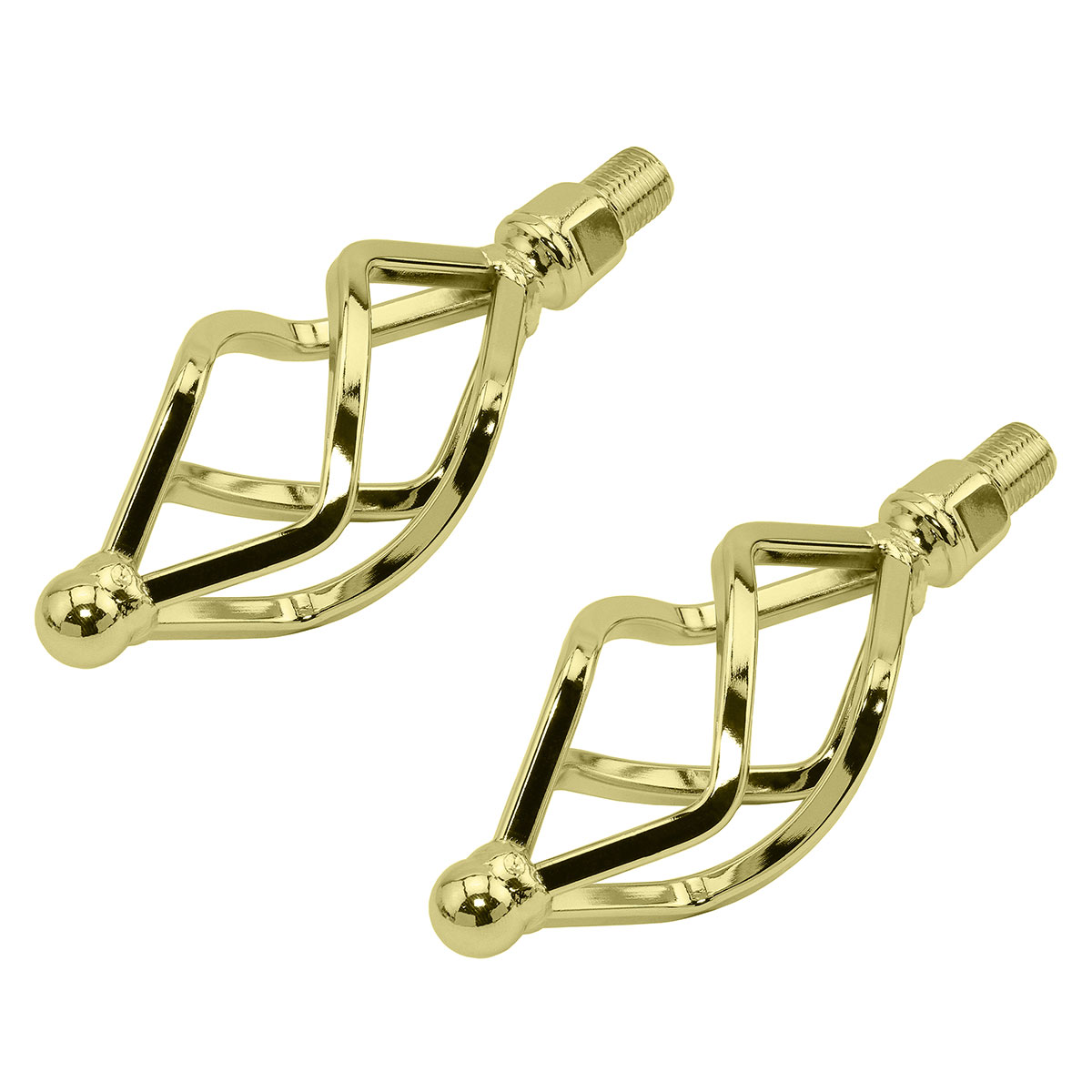 Lowrider Twisted Pedals W/Cage Oval O-580 1/2 Inch Gold.