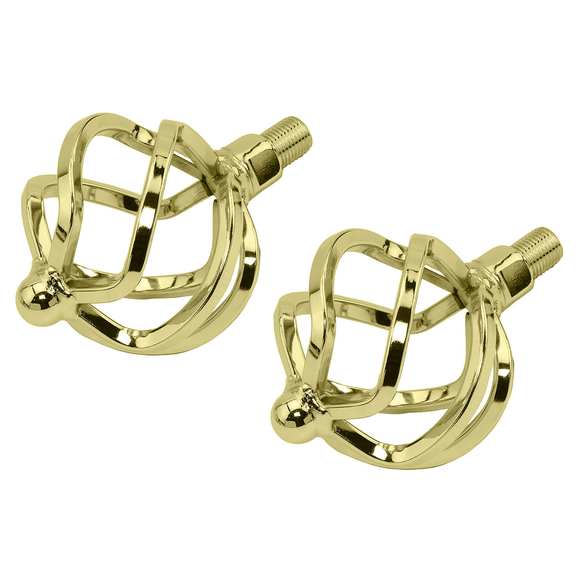 Lowrider Twisted Pedals W/Cage Ball B-592 1/2 Inch Gold.