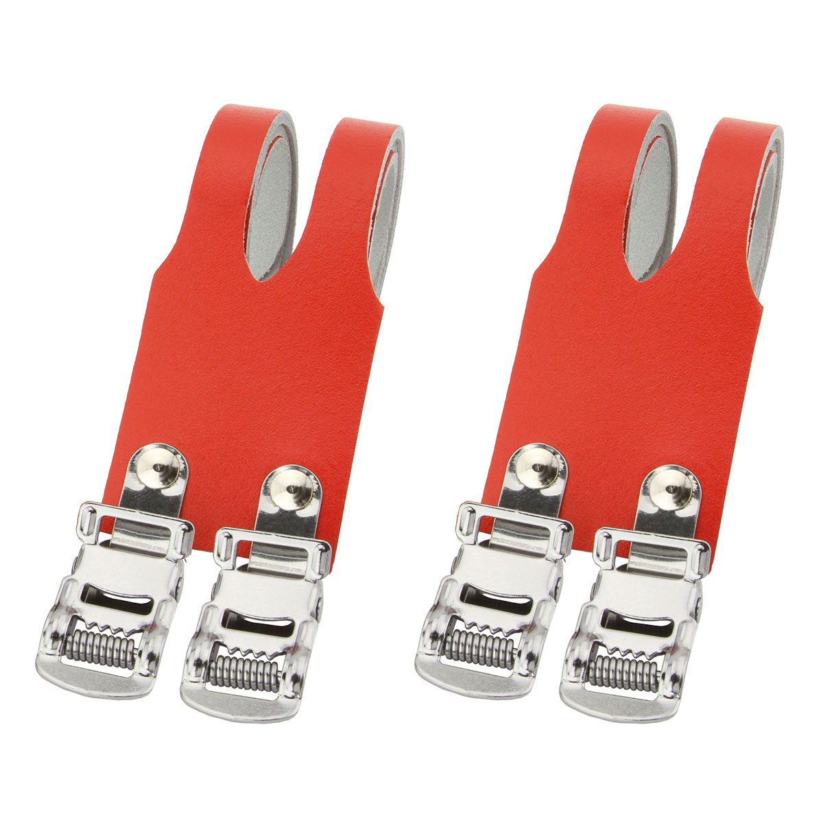 Leather Double Toe Straps Red.
