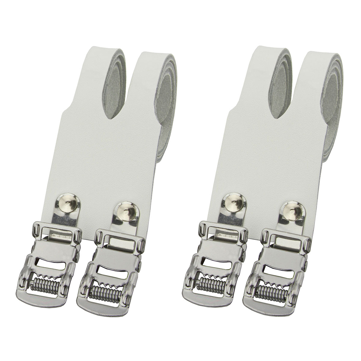 Leather Double Toe Straps White.