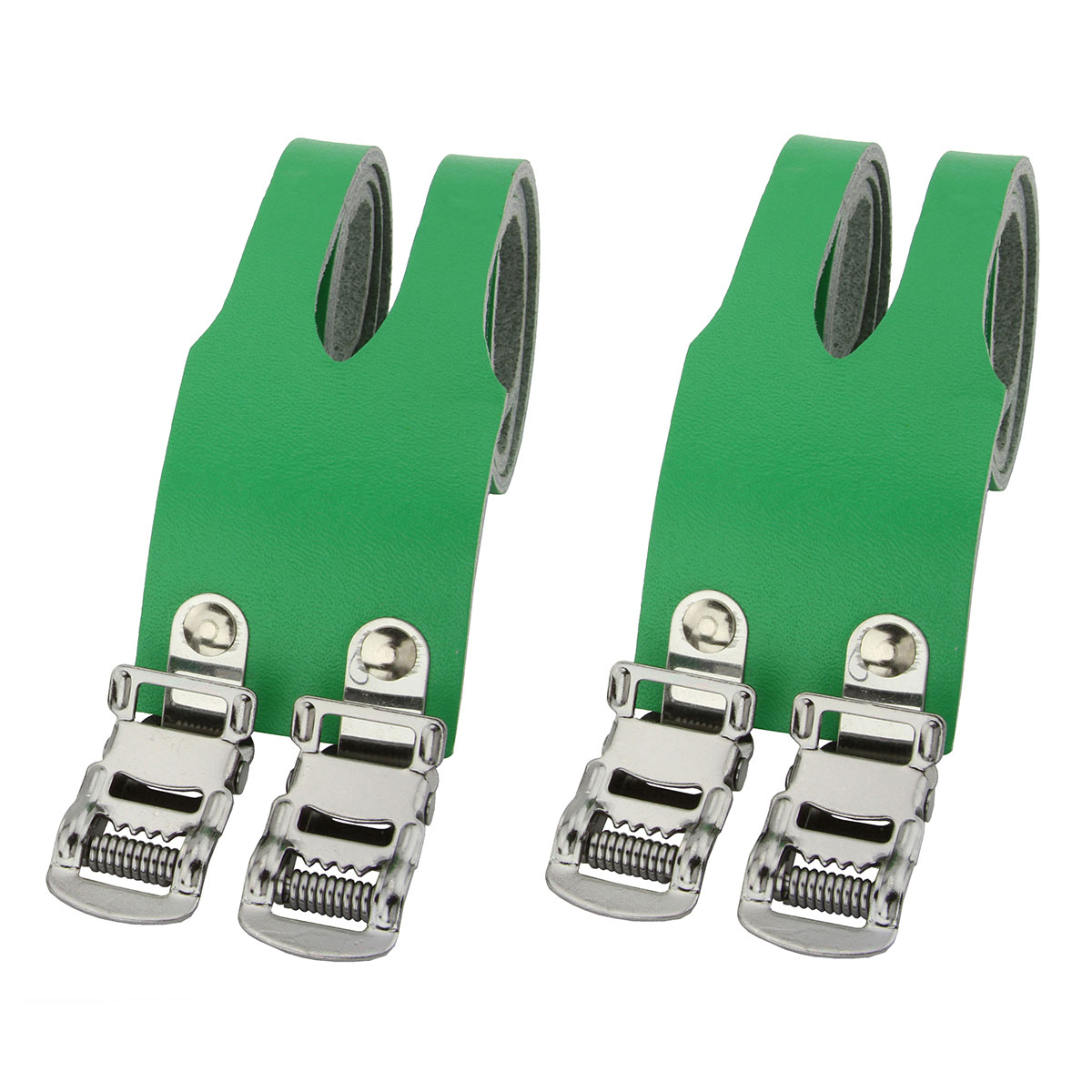 Leather Double Toe Straps Green.