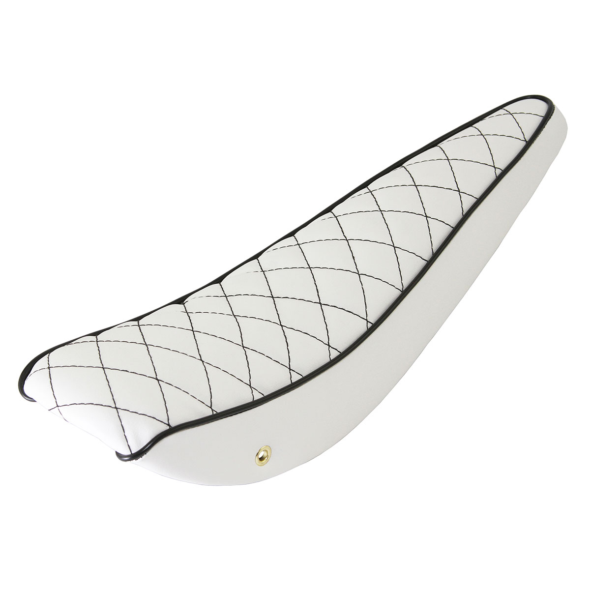 20 Diamond Banana Saddle Vinyl All White Black/Stitch.