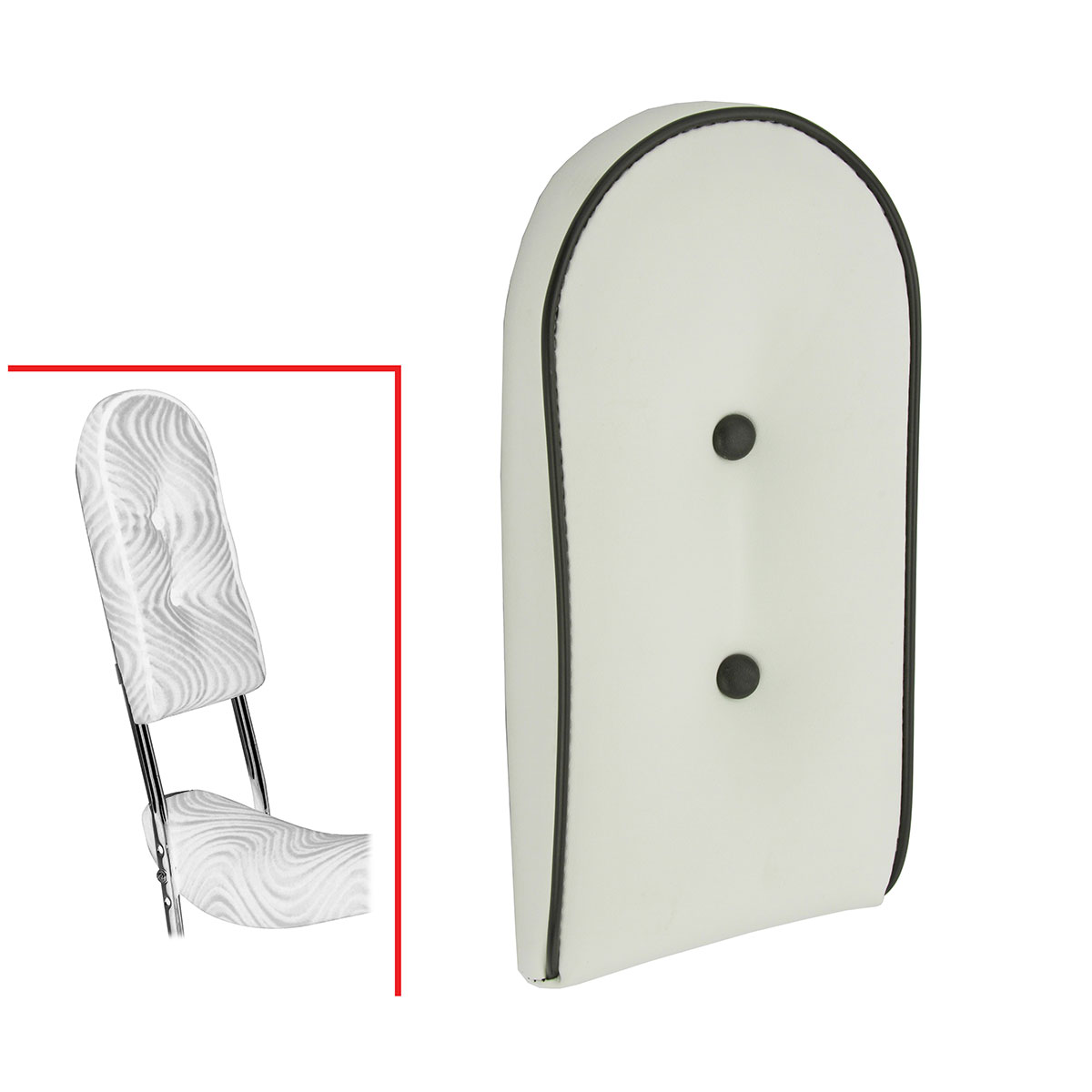 Sissy Bar Back Cushion Vinyl White.