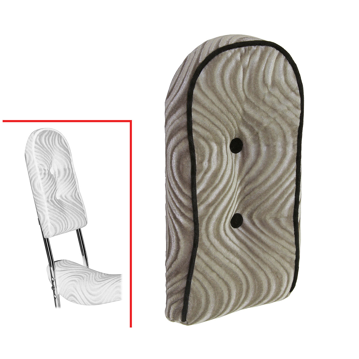 Sissy Bar Back Cushion Velour Silver.