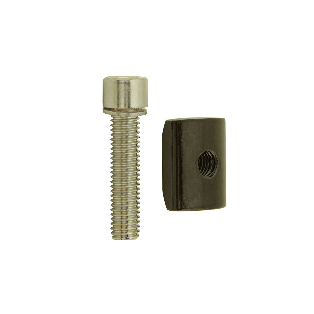 Seatpost Bolt & Plate Nut Set Black/Chrome.
