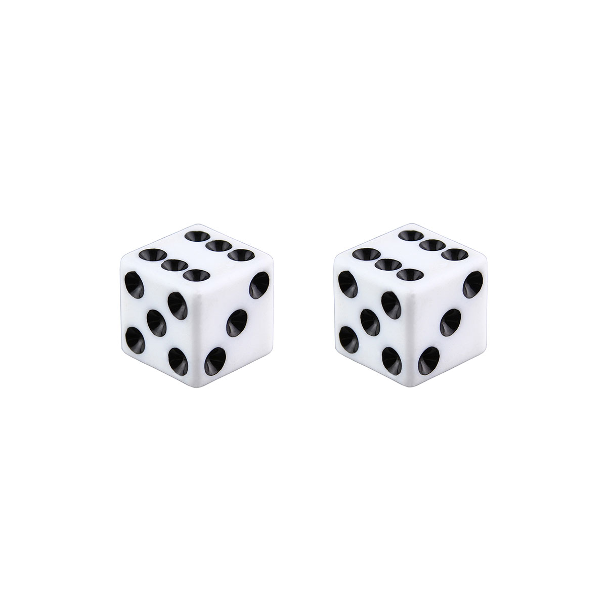 Mini Dice Valve Caps White Schrader Valve.
