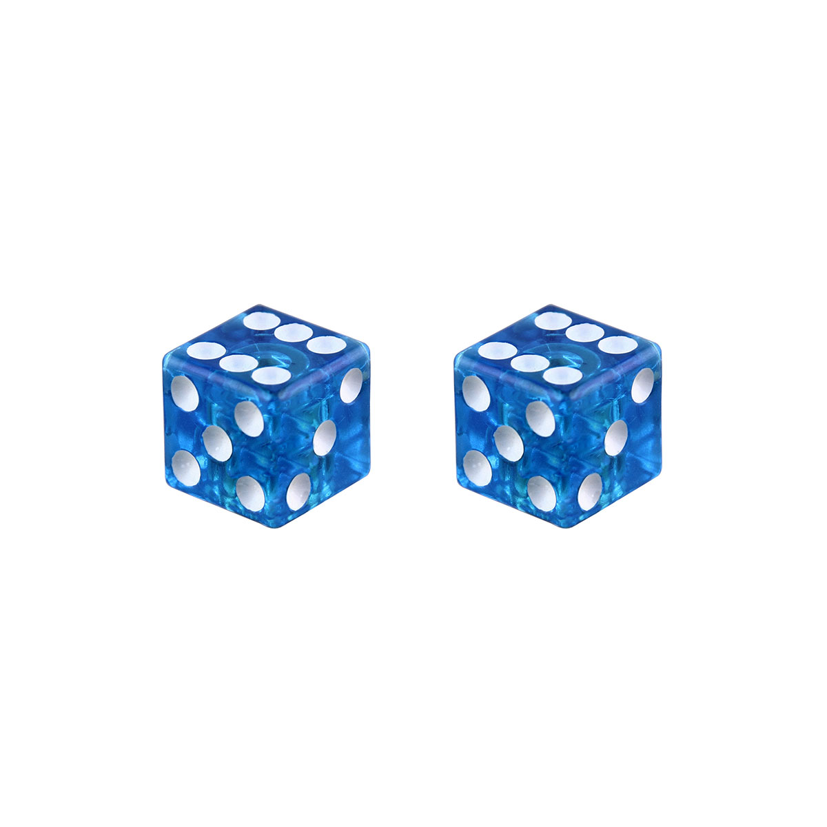 Mini Dice Valve Caps Clear Blue Schrader Valve.