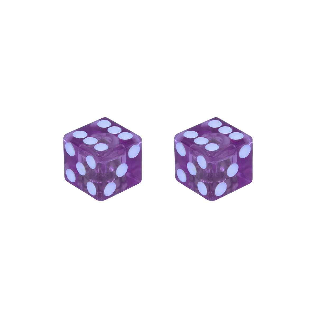 Mini Dice Valve Caps Clear Purple Schrader Valve.