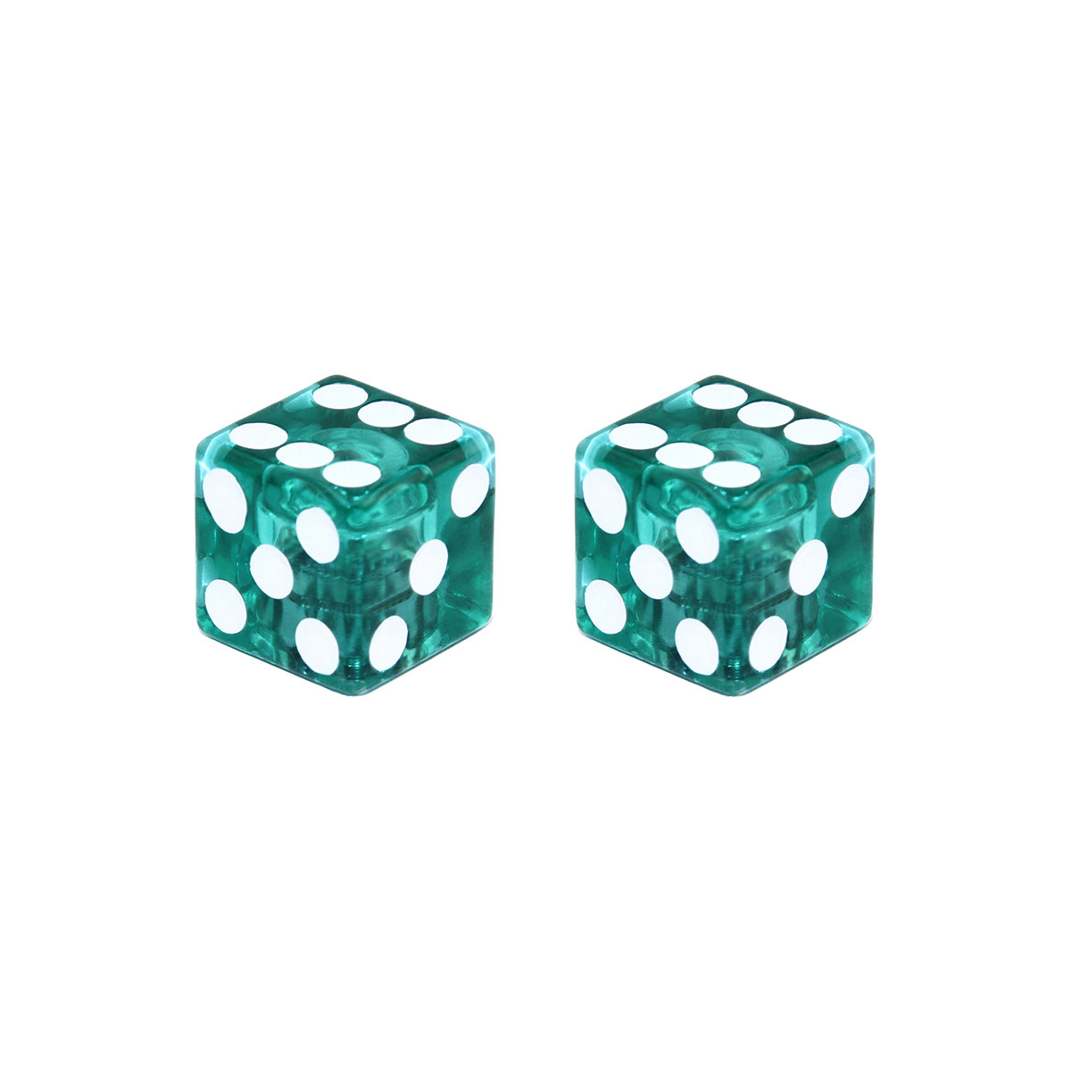 Dice Valve Caps Clear Green Schrader Valve.