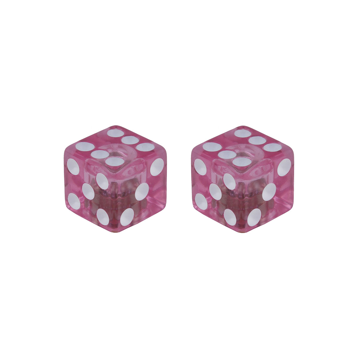 Dice Valve Caps Clear Pink Schrader Valve.