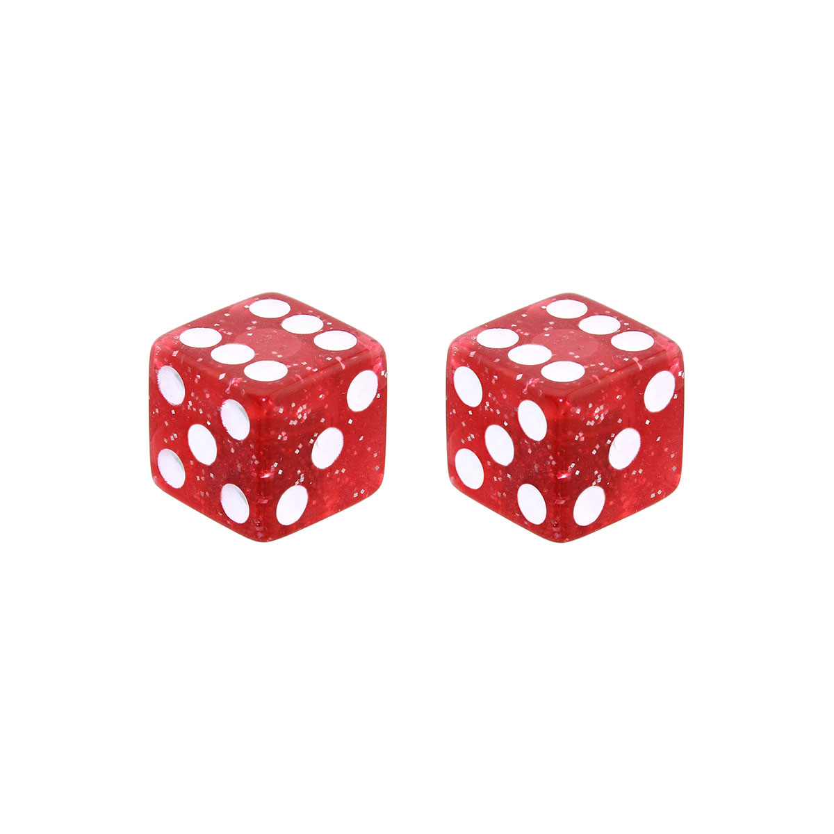 Dice Valve Caps Red Glit Schrader Valve.