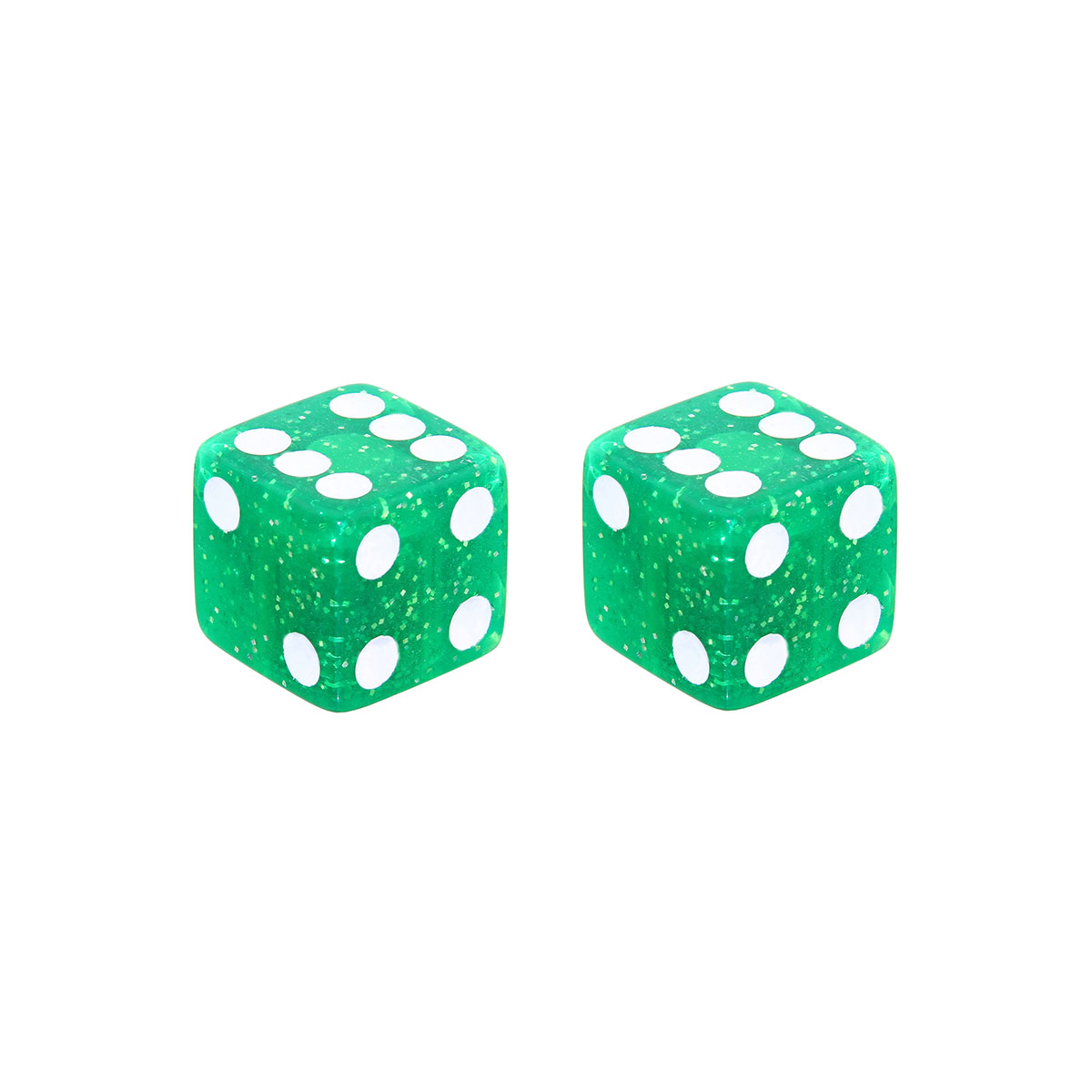 Dice Valve Caps Green Glit Schrader Valve.