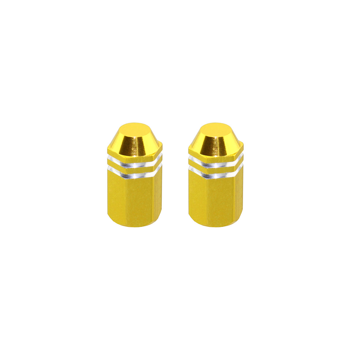 Hex Finned Valve Caps Gold Schrader Valve.