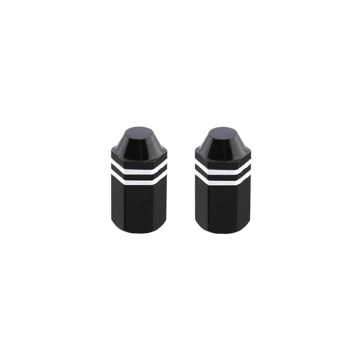 Hex Finned Valve Caps Black Schrader Valve.