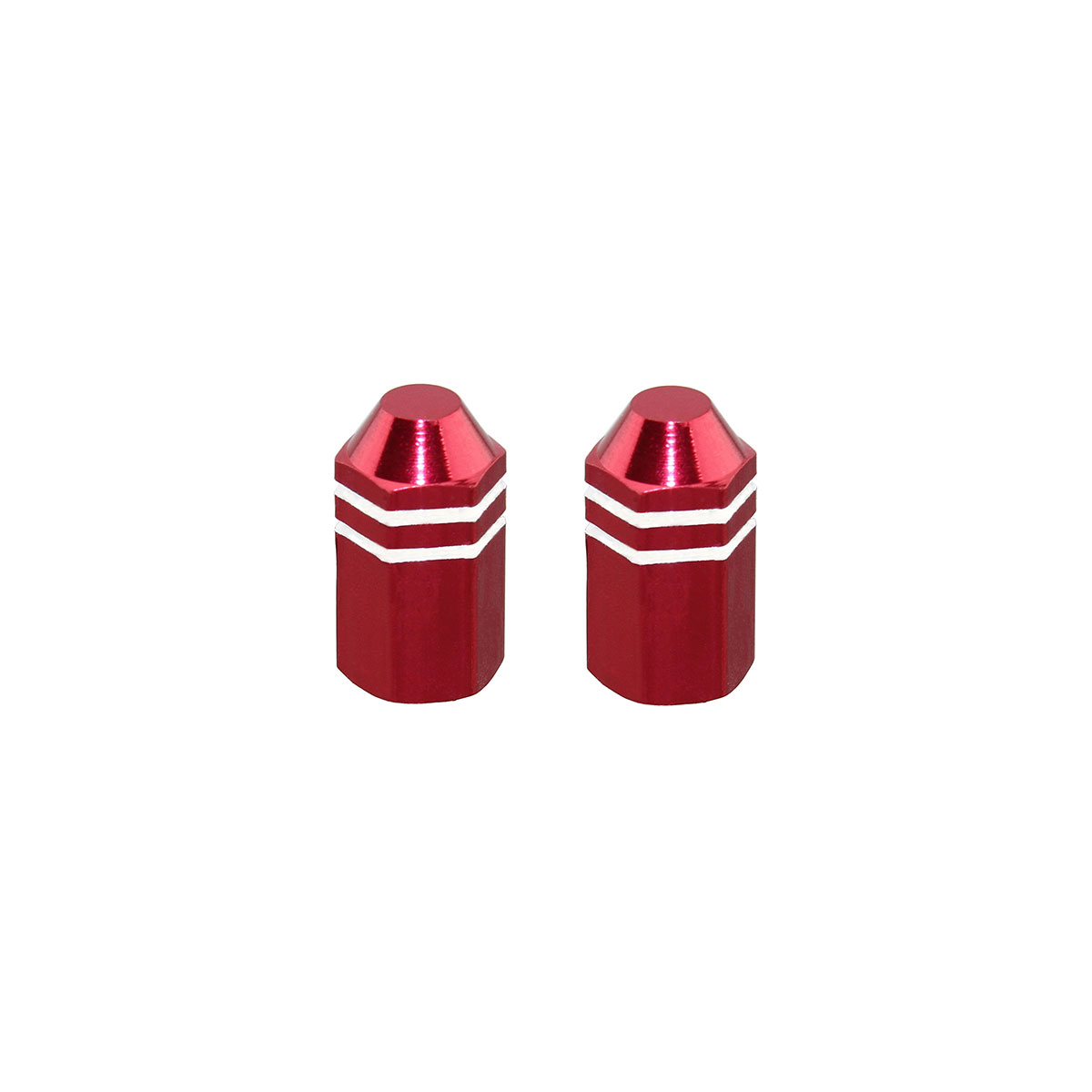 Hex Finned Valve Caps Red Schrader Valve.