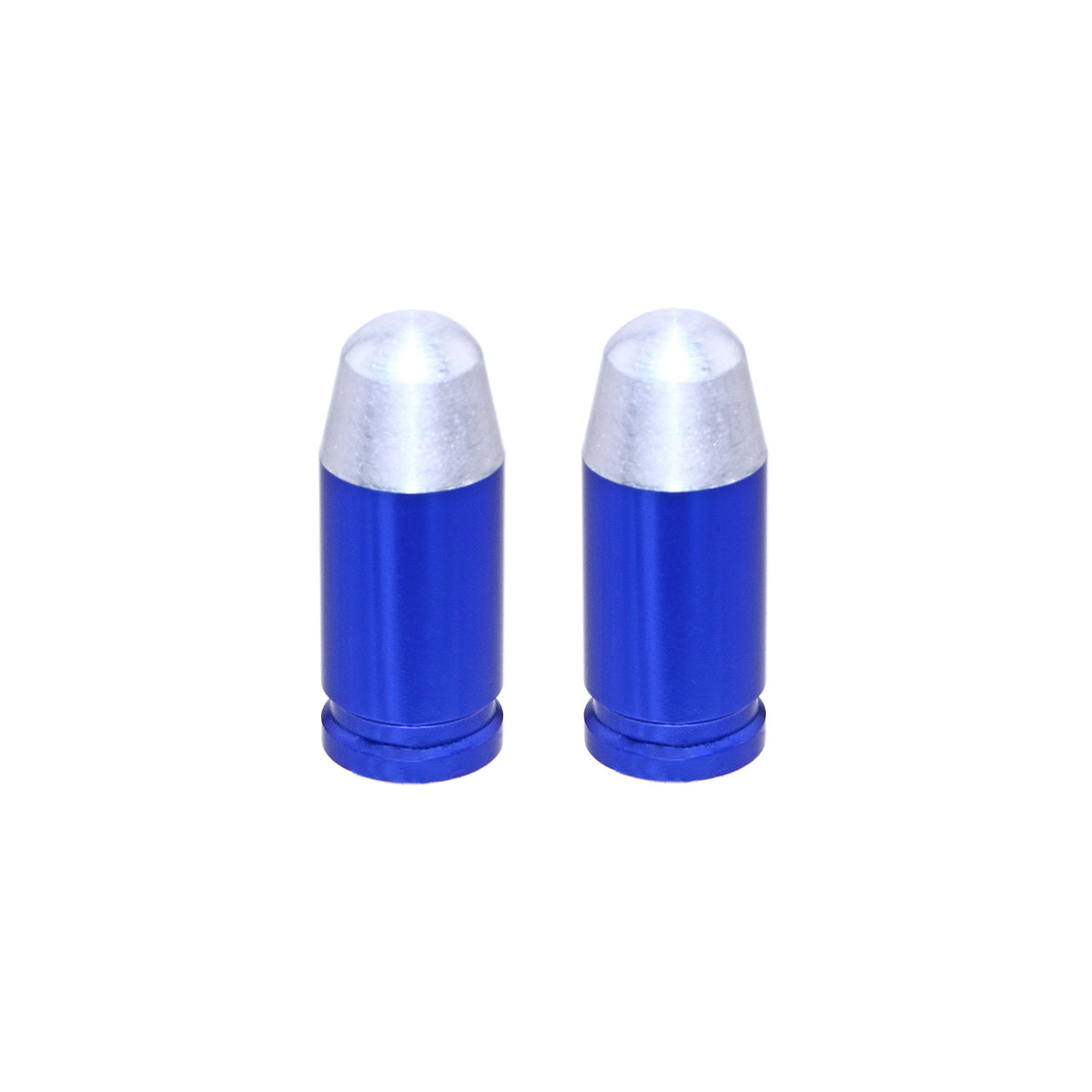 Bullet Tip Valve Caps Blue Schrader Valve.