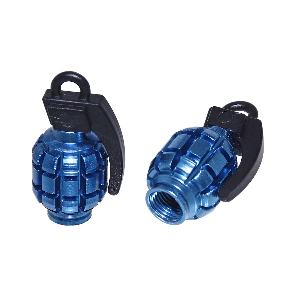 Grenade Valve Caps Blue Schrader Valve.