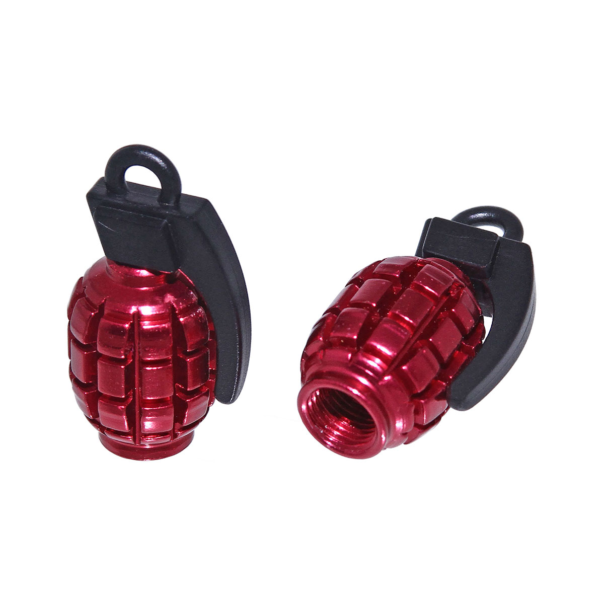 Grenade Valve Caps Red Schrader Valve.
