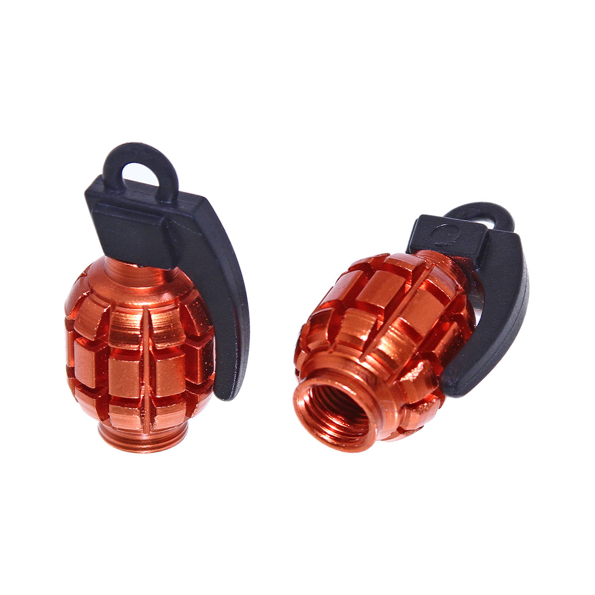 Grenade Valve Caps Orange Schrader Valve.