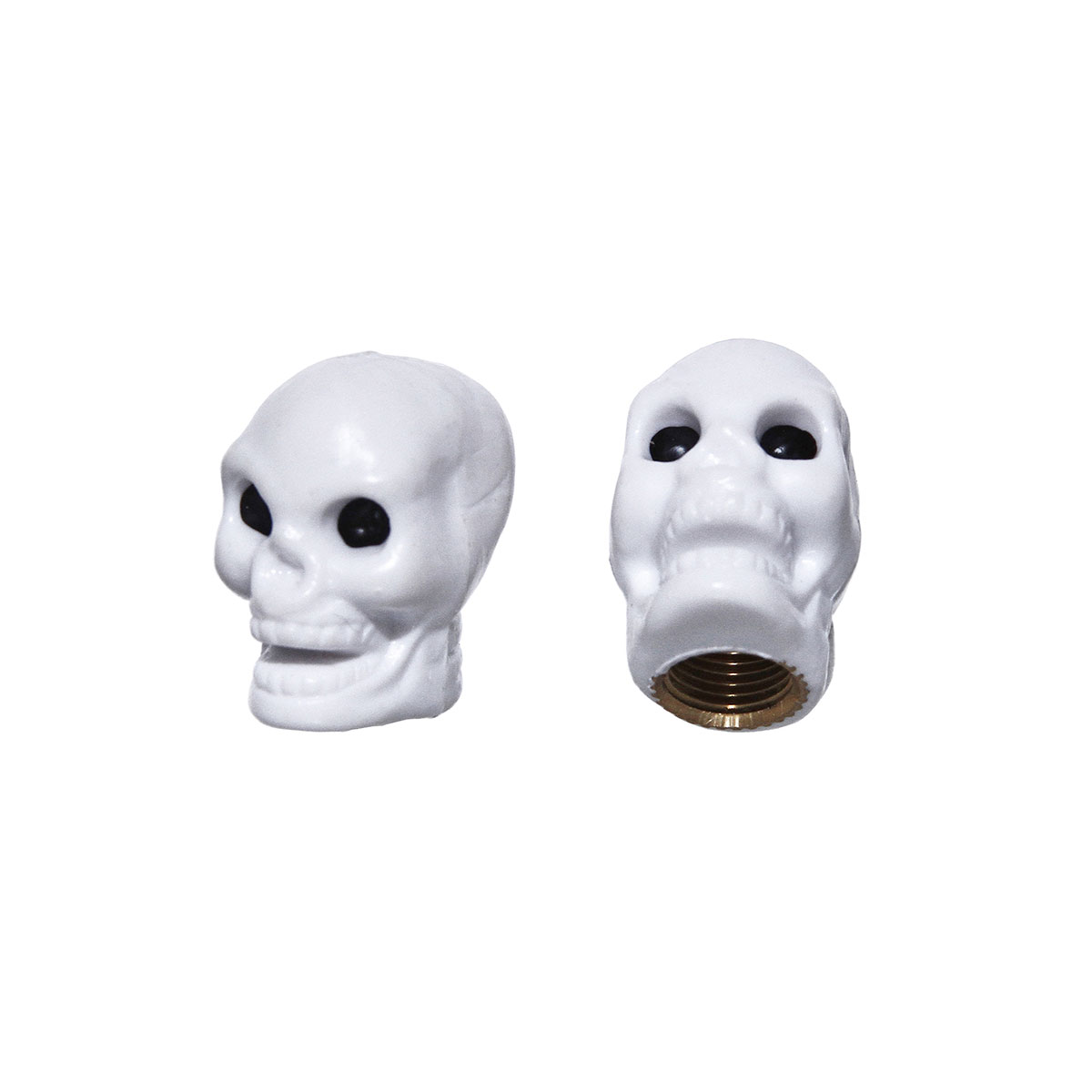 Valve Caps Skull White Schrader Valve.