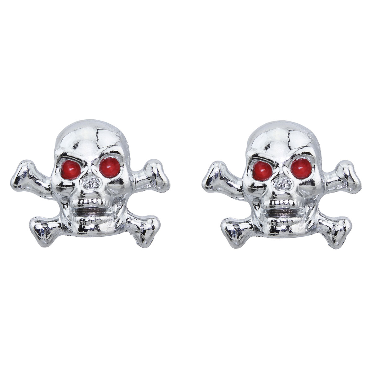 Valve Caps Skull W Bones Chrome Schrader Valve.