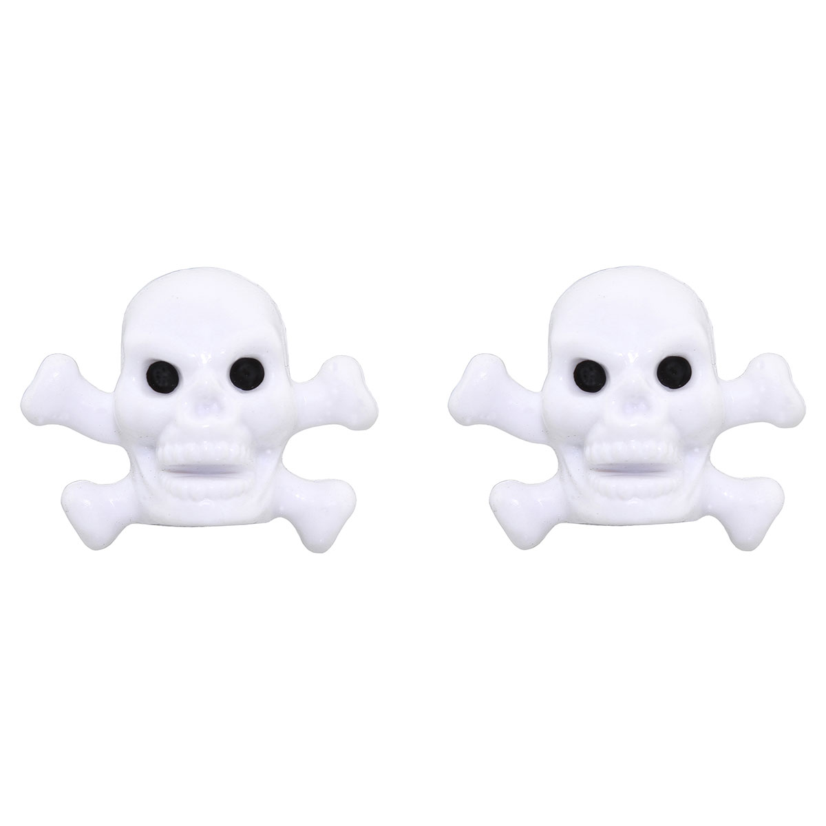 Valve Caps Skull W Bones White Schrader Valve.