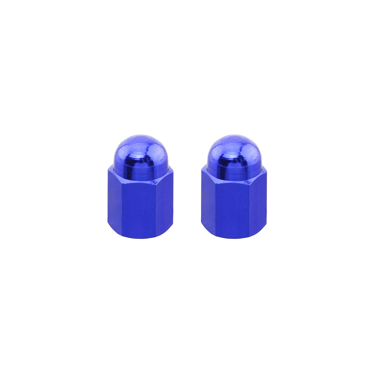 Hex Dome Valve Caps Blue Schrader Valve.