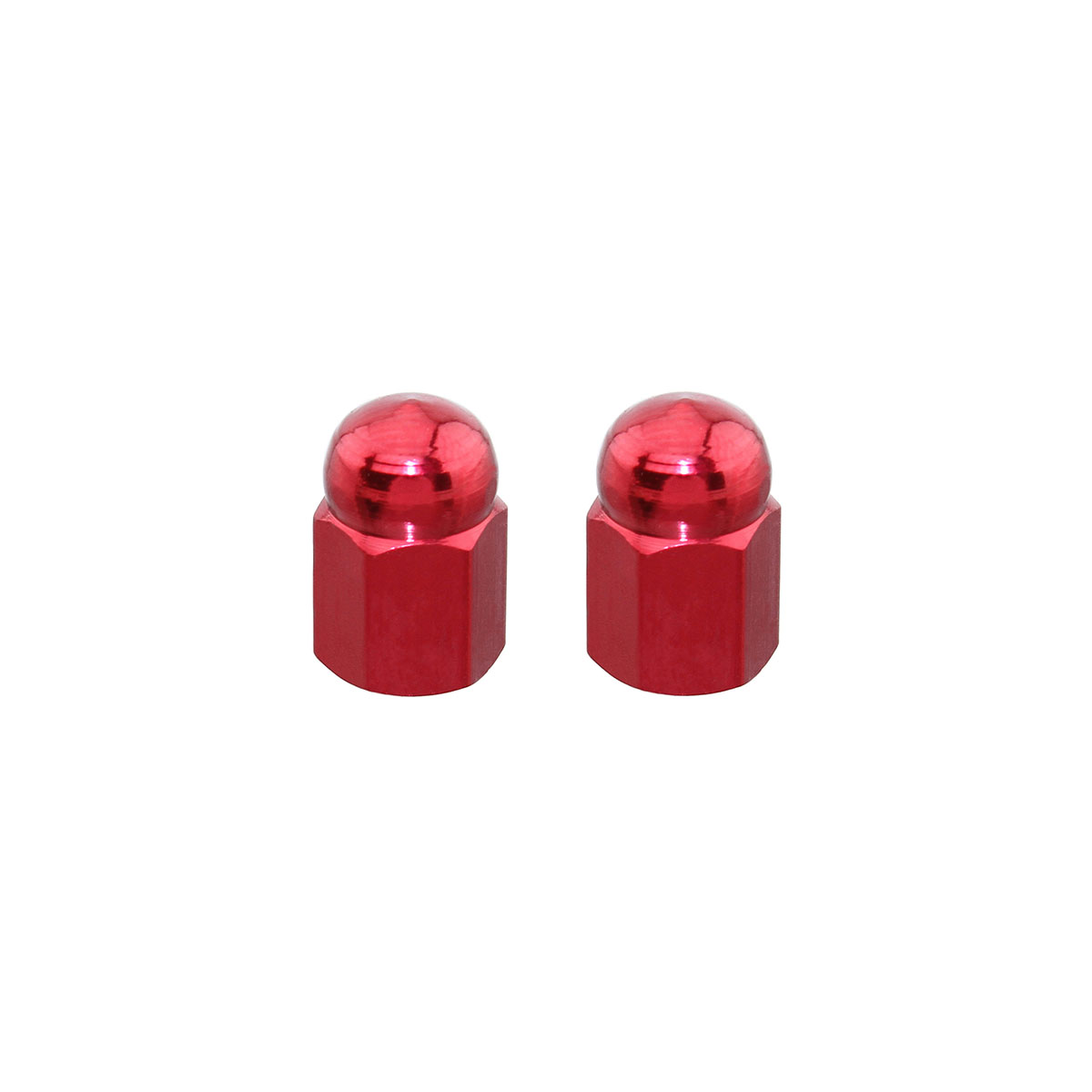 Hex Dome Valve Caps Red Schrader Valve.