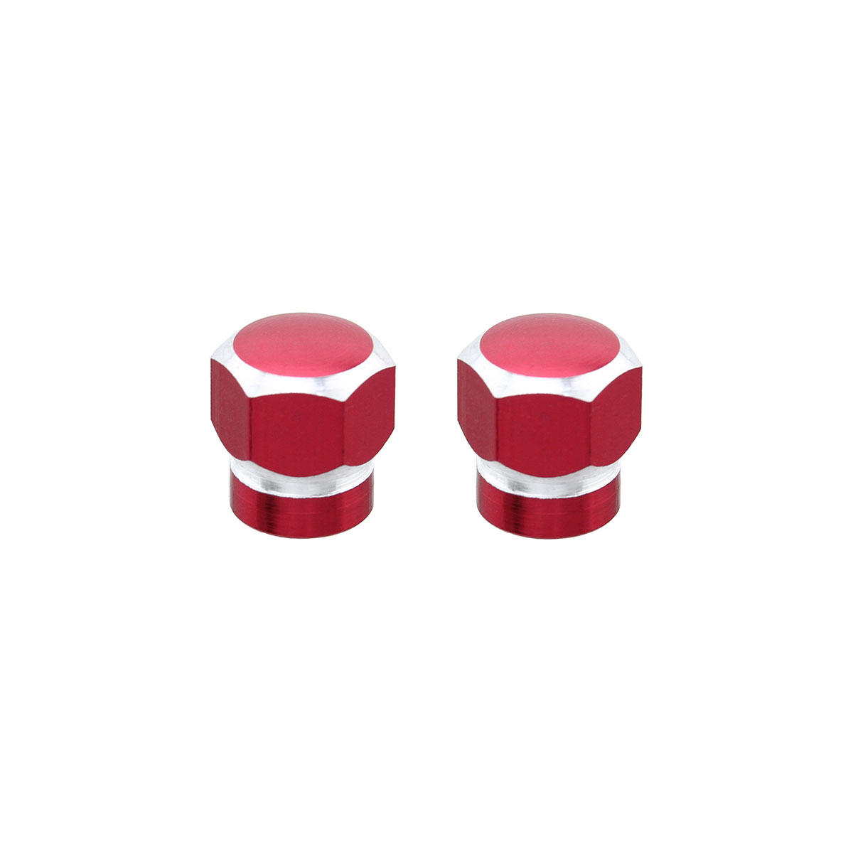 Hex Tow-Tone Valve Caps Red Schrader Valve.