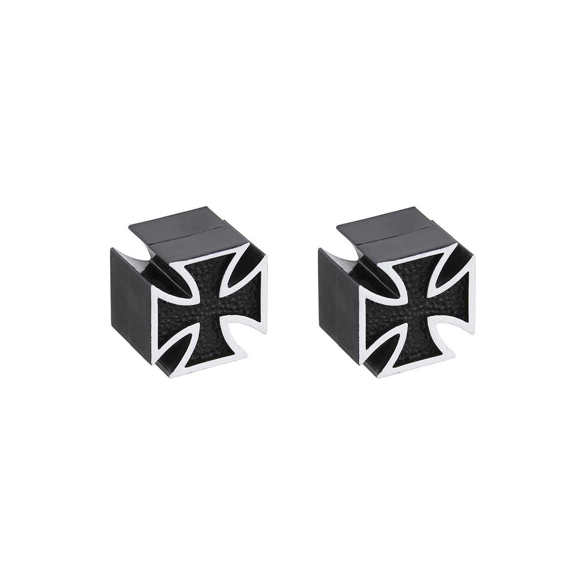 Iron Cross Valve Caps Black Schrader Valve.